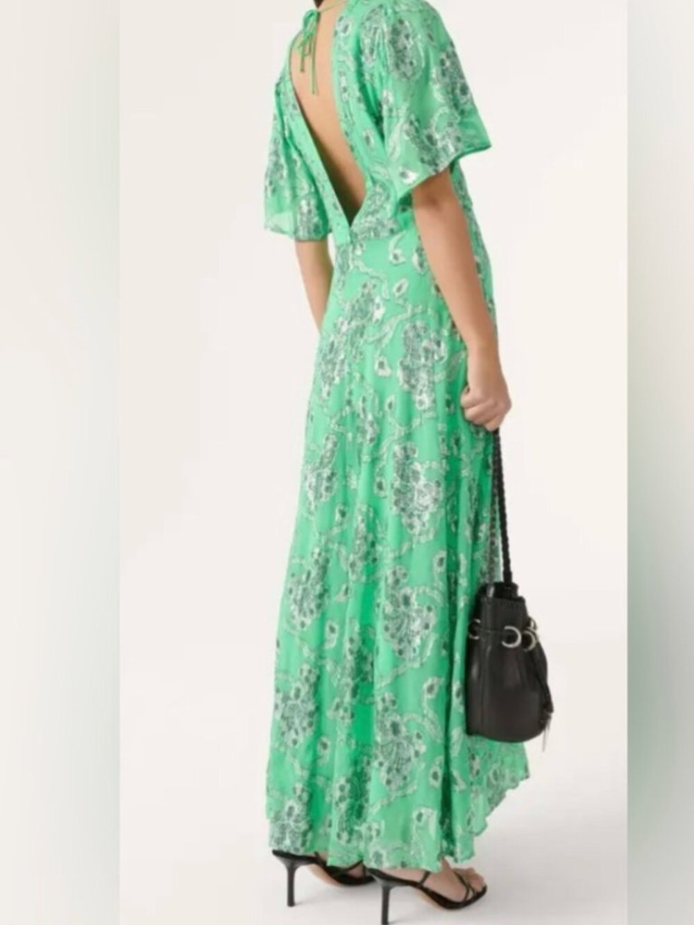 ba&sh Shimmer Green Floral Maxi Dress